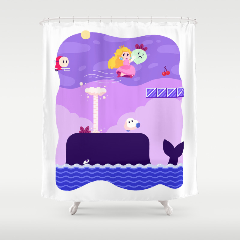 Tiny Worlds Super Mario Bros 2 Peach Shower Curtain By