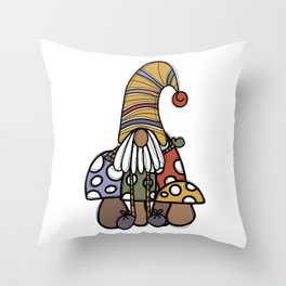 gnome friend & mushrooms  Throw Pillow