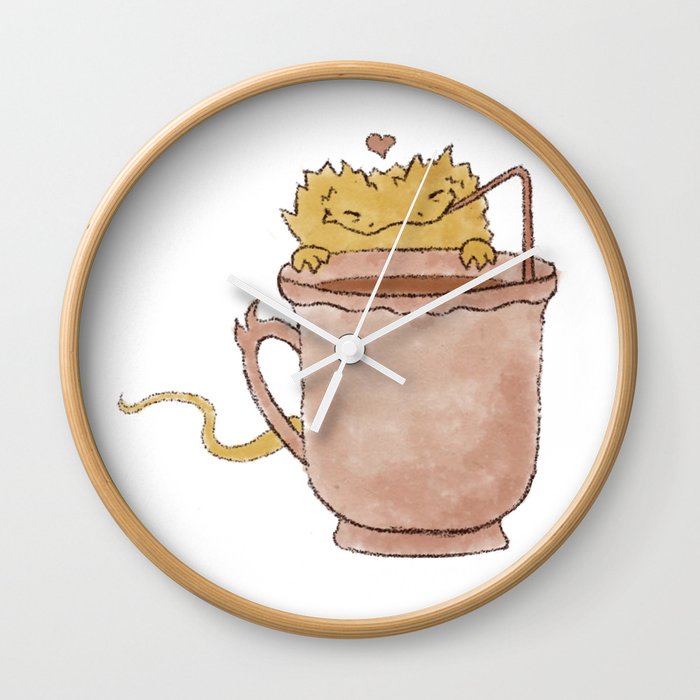 Bearded Dragon Sipping Cocoa Wall Clock