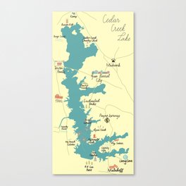 Cedar Creek Lake Map Canvas Print