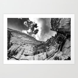Zion National Park Canyon Southwestern Desert Black White Print Art Print