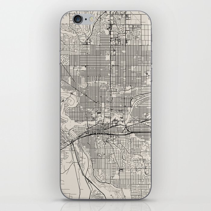 Spokane USA - City Map in Black and White - Minimal Aesthetic iPhone Skin