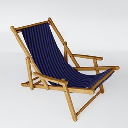 [ Thumbnail: Midnight Blue and Black Colored Pattern of Stripes Sling Chair ]