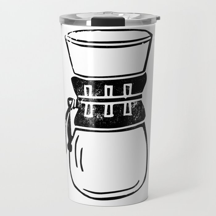 Chemex coffee maker linocut black and white kitchen food restaurant cafe  art Travel Mug by monoo