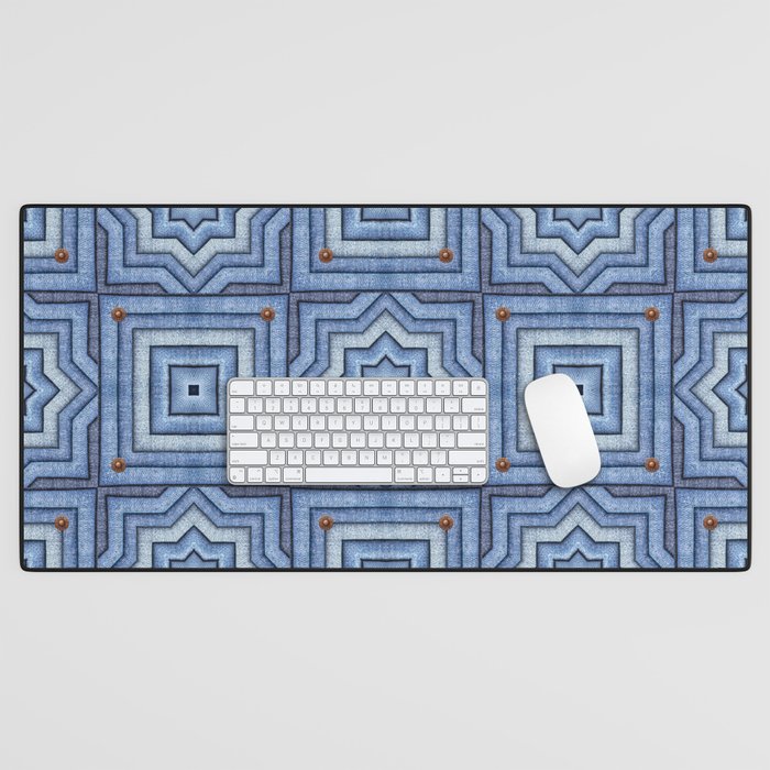 Blue Jeans Denim Quilt Patchwork Desk Mat