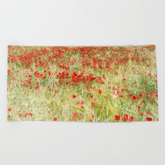 "Abstract poppies" Beach Towel