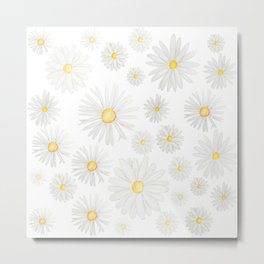 white daisy pattern watercolor Metal Print