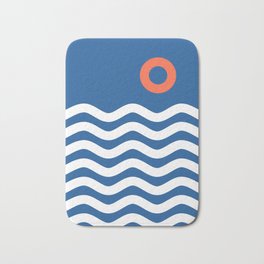 Nautical 03 Seascape Bath Mat | Sunrise, Waves, Nautical, Sunset, Geometric, Beach, Graphicdesign, Digital, Nature, Summer 