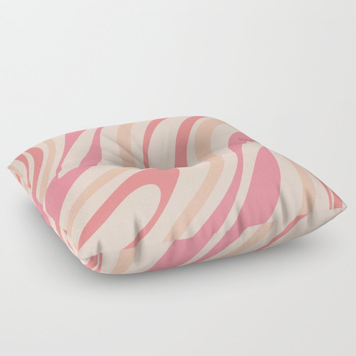 Wavy Loops Retro Abstract Pattern in Pastel Blush Pink Tones Floor Pillow