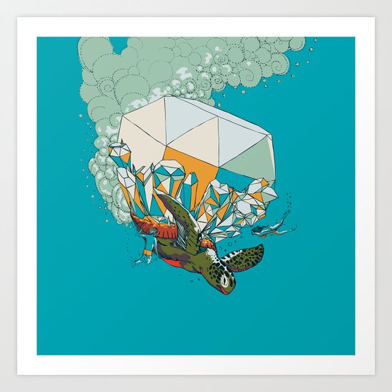 TURTLE& THE DIAMONDS Art Print