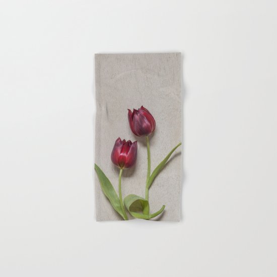 Two Red Tulips I Hand & Bath Towel
