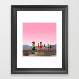 Seven Magic Mountains with Pink Sky - Las Vegas Framed Art Print