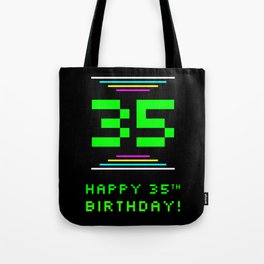 [ Thumbnail: 35th Birthday - Nerdy Geeky Pixelated 8-Bit Computing Graphics Inspired Look Tote Bag ]
