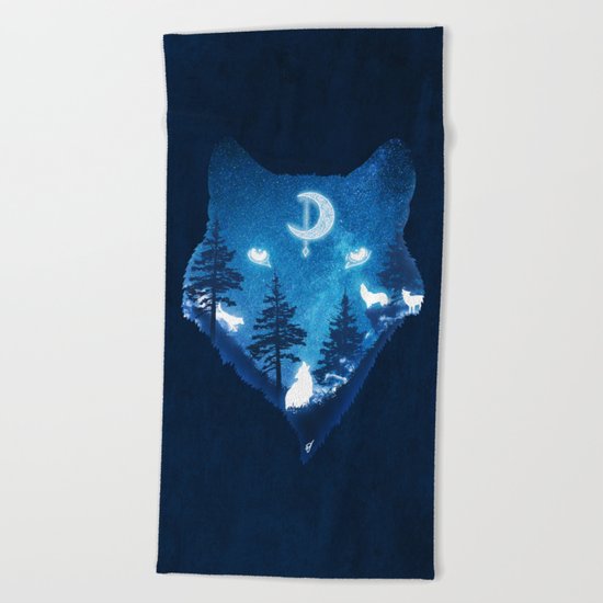 Moon Wolves Beach Towel