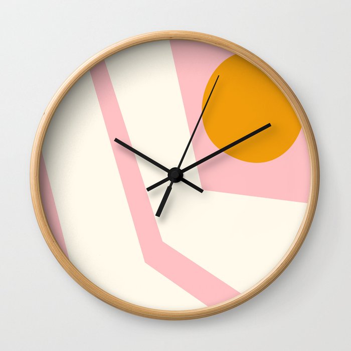 Jagged Lines in Pink Wall Clock