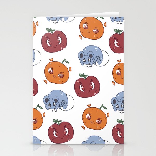 Friendly Fruits Pattern Stationery Cards