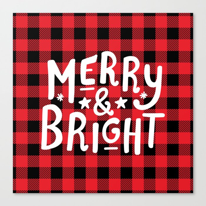 Merry and Bright (red plaid) Canvas Print