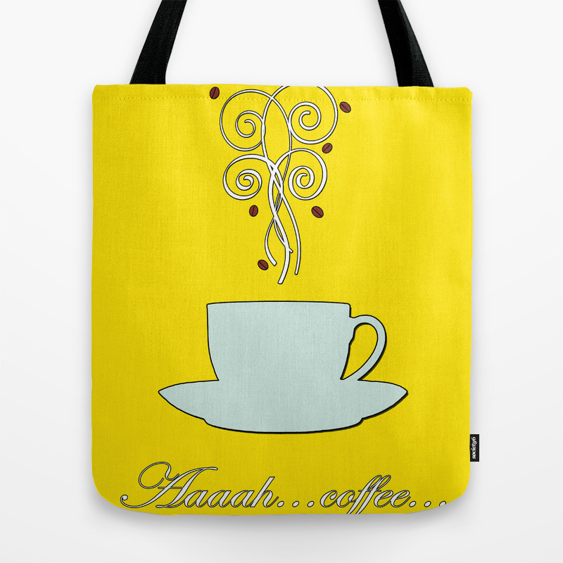 Aaah Coffee Retro Vintage Print On O Sunshine Background Tote Bag Aaah Coffee Retro Vintage Print On O Sunshine Background Tote Bag
