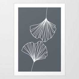 Ginkgo Leaves Grey Art Print