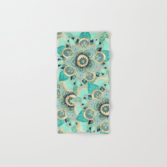 Gilded Emerald Enamel Hand & Bath Towel