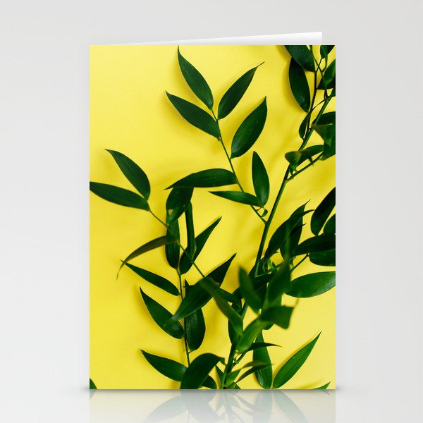 Leaves on Yellow Stationery Cards