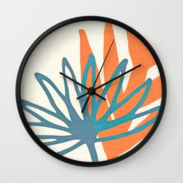 Mid Century Nature Print / Teal and Orange Wall Clock