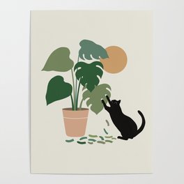 Cat and Plant 13: The Making of Monstera Poster
