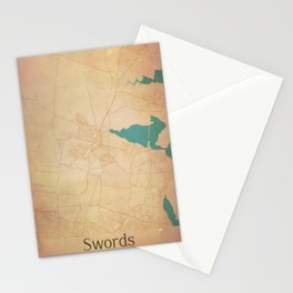 Swords vintage map Stationery Card
