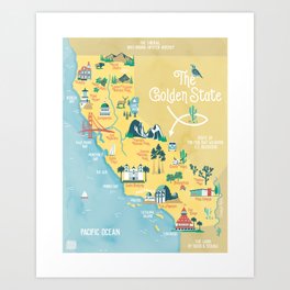 California Map - The Golden State Art Print