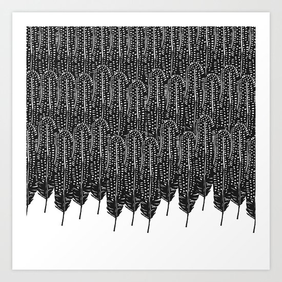 Black & White Feather Wilderness Art Print