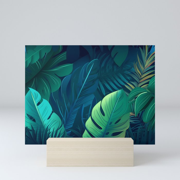 Tropical Leaves Palm Leaf Pattern Mini Art Print