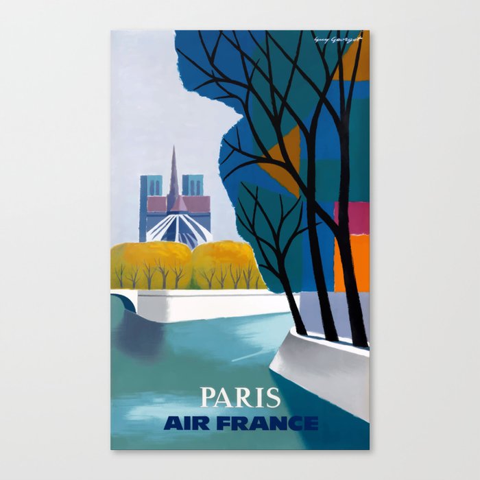 1959 Paris Air France Advertising Poster Canvas Print