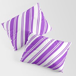 [ Thumbnail: Dark Orchid & White Colored Lined/Striped Pattern Pillow Sham ]