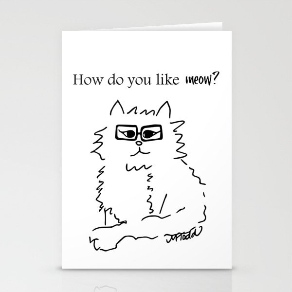 How Do You Like Meow Hipster Kitten Stationery Cards | Drawing, Digital, Fluffy-kitten, Hipster-cat, Hipster-kitten, Mel's-doodle-designs, Cat-with-glasses, Kitten-with-glasses, Black-and-white, How-do-you-like-meow