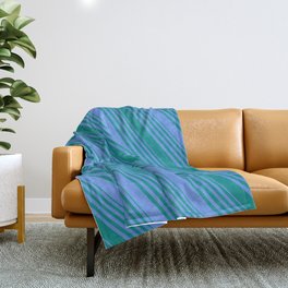 [ Thumbnail: Cornflower Blue and Dark Cyan Colored Striped/Lined Pattern Throw Blanket ]