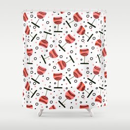 Wine Glasses-Coral  Shower Curtain