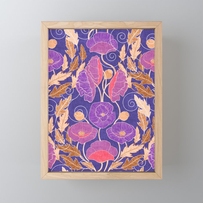 Purple Poppy Art Nouveau Framed Mini Art Print