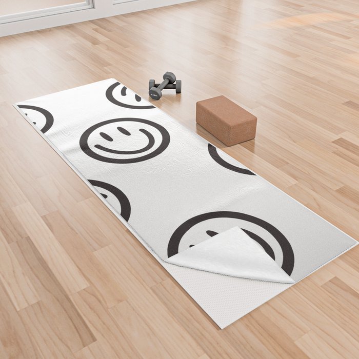 Smileys, Black And White Yoga Towel