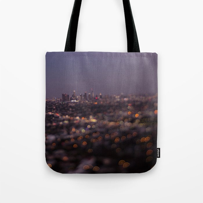 Angel City Lights L.A. at Night Tote Bag by Ann Hudec Modern