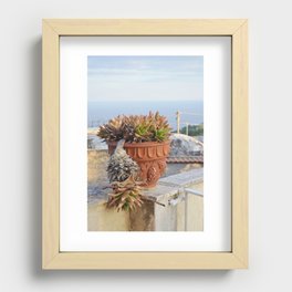 Pot of succulents by the mediterranean sea | Massa Lubrense, Italy Recessed Framed Print