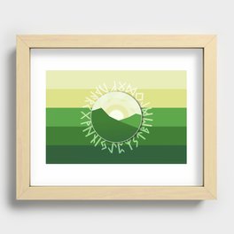 Green Mountains and Sun with Elder Futhark Recessed Framed Print