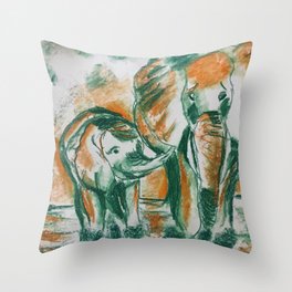 Les Elephants Throw Pillow