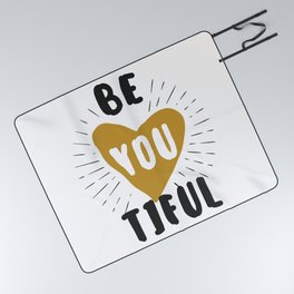 Be you tilful - be yourself and beautiful funny humor phrarses typography illustration Picnic Blanket