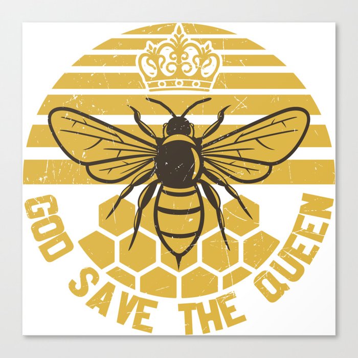 God Save The Queen Vintage Bee Canvas Print