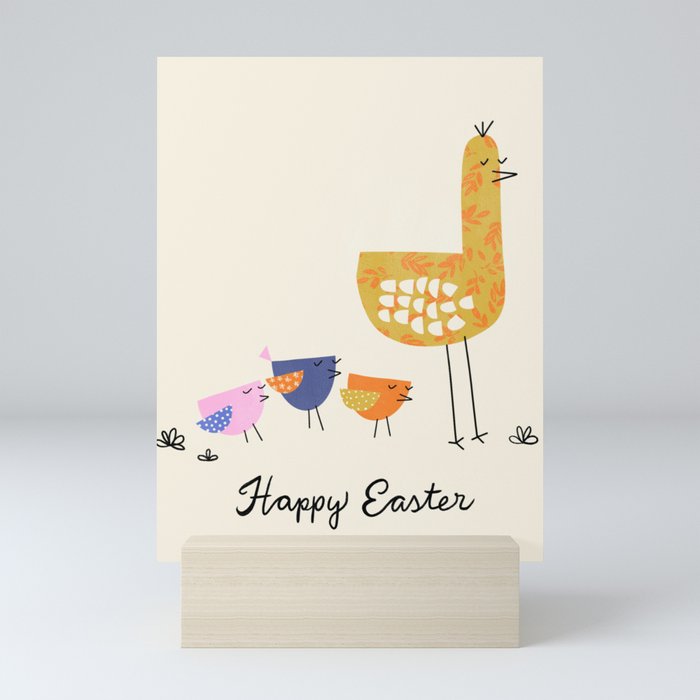 Happy Easter Collage Birds Mini Art Print