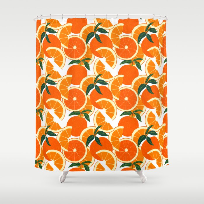 Orange Harvest White Shower Curtain by Leanne Simpson Society6