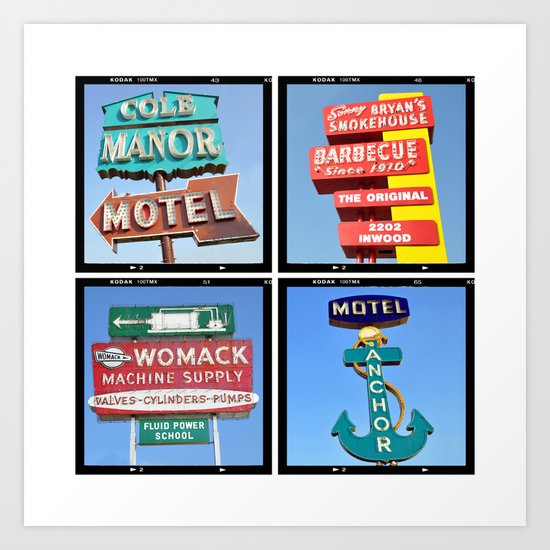 Vintage Signs Composite Series of 4 Art Print