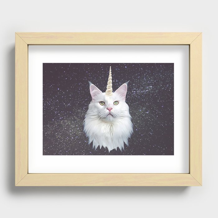 Unicorn Cat Recessed Framed Print