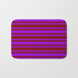 [ Thumbnail: Dark Violet & Maroon Colored Striped/Lined Pattern Bath Mat ]