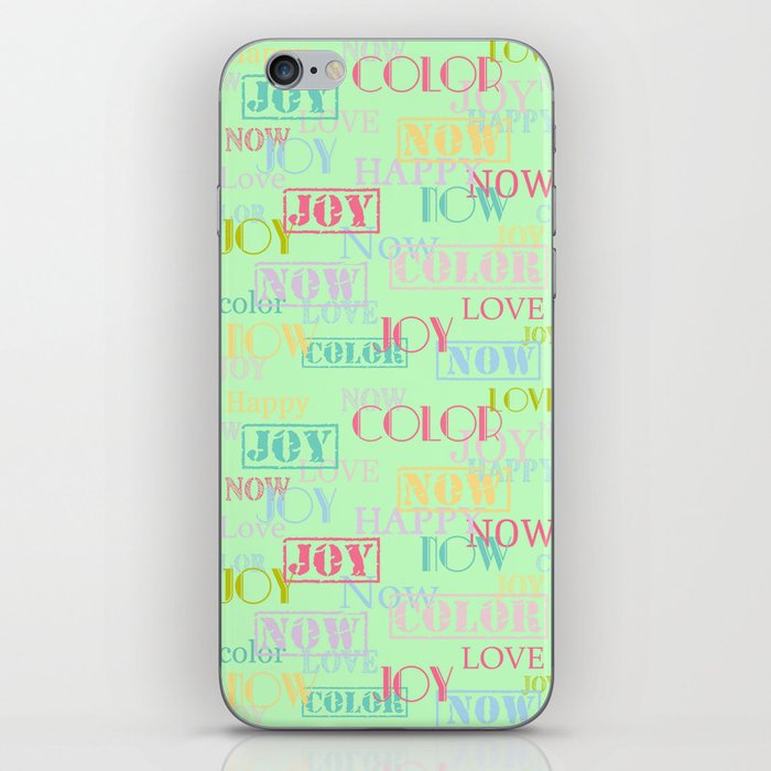 Enjoy The Colors - Colorful Typography modern abstract pattern on pale mint green color iPhone Skin